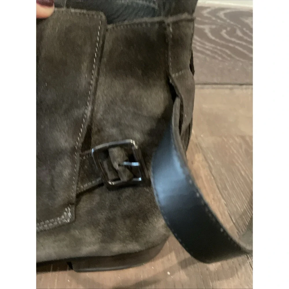 All Saints Men's Genuine Leather Wrap‎ Around Buckle Point Tie Boots
